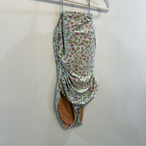 JCREW Ruched bandeau one-piece in cloud meadow floral - Picture 3 of 6